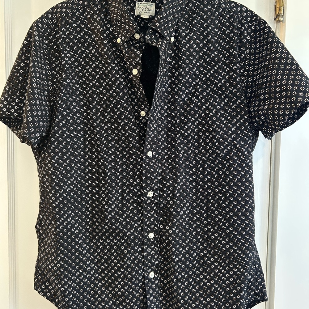 J. Crew Re-imagined Navy and Tan Casual Button Down Shirt
